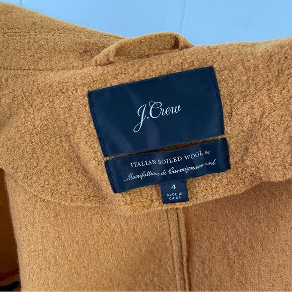 J Crew Womens Italian Boiled Wool Double Breasted Peacoat Jacket Yellow Size 4 - Picture 8 of 13